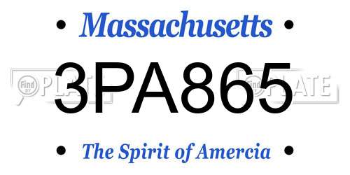 3PA865 Massachusetts License Plate