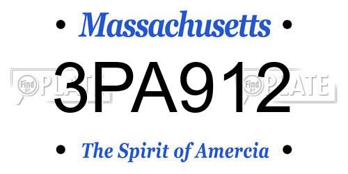 3PA912 Massachusetts License Plate