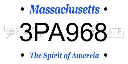 3PA968 Massachusetts License Plate