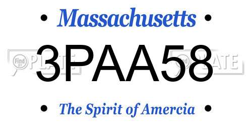 3PAA58 Massachusetts License Plate