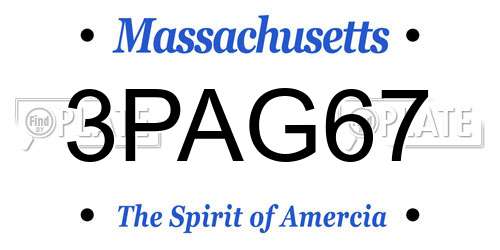 3PAG67 Massachusetts License Plate