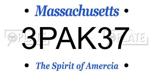 3PAK37 Massachusetts License Plate