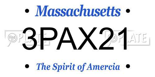 3PAX21 Massachusetts License Plate