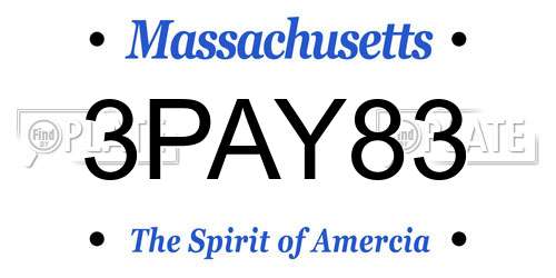 3PAY83 Massachusetts License Plate