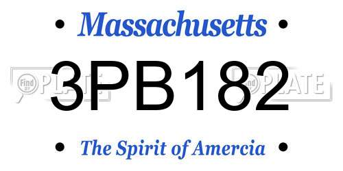 3PB182 Massachusetts License Plate