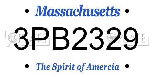 3PB2329 Massachusetts License Plate
