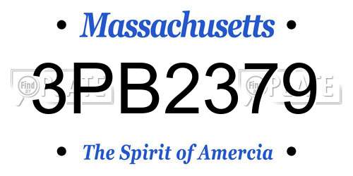 3PB2379 Massachusetts License Plate