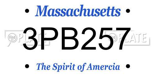 3PB257 Massachusetts License Plate