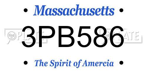 3PB586 Massachusetts License Plate