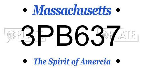 3PB637 Massachusetts License Plate