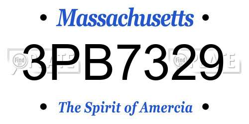 3PB7329 Massachusetts License Plate