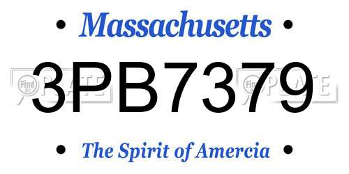 3PB7379 Massachusetts License Plate