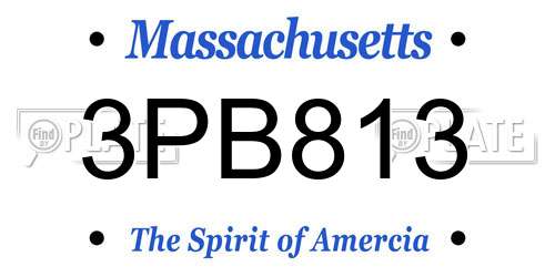 3PB813 Massachusetts License Plate