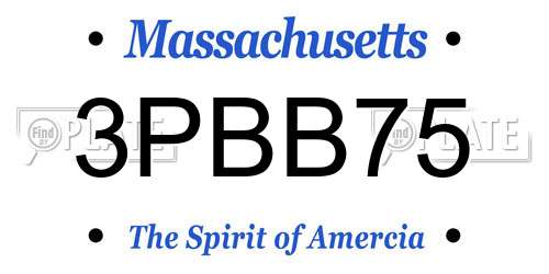 3PBB75 Massachusetts License Plate
