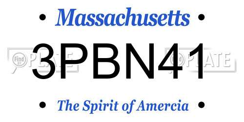 3PBN41 Massachusetts License Plate