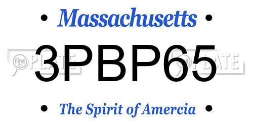 3PBP65 Massachusetts License Plate