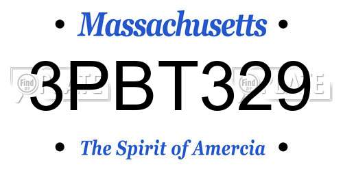 3PBT329 Massachusetts License Plate