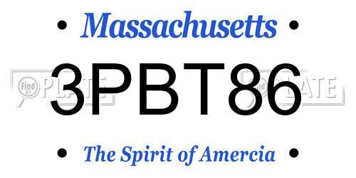 3PBT86 Massachusetts License Plate