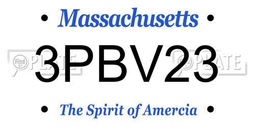 3PBV23 Massachusetts License Plate