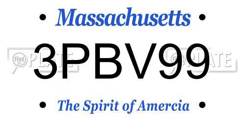 3PBV99 Massachusetts License Plate