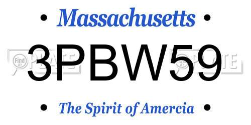 3PBW59 Massachusetts License Plate
