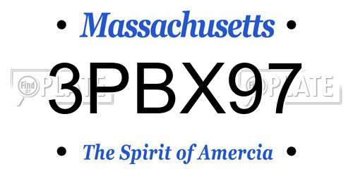 3PBX97 Massachusetts License Plate