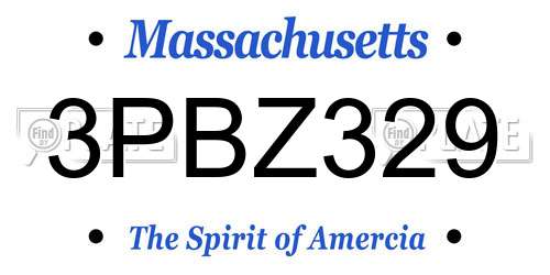 3PBZ329 Massachusetts License Plate