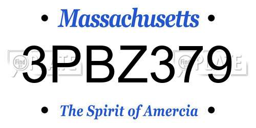 3PBZ379 Massachusetts License Plate