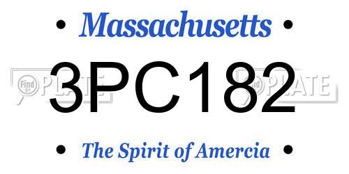 3PC182 Massachusetts License Plate
