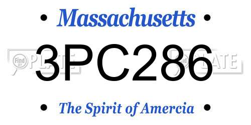 3PC286 Massachusetts License Plate