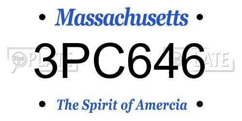 3PC646 Massachusetts License Plate