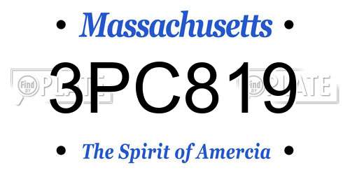 3PC819 Massachusetts License Plate
