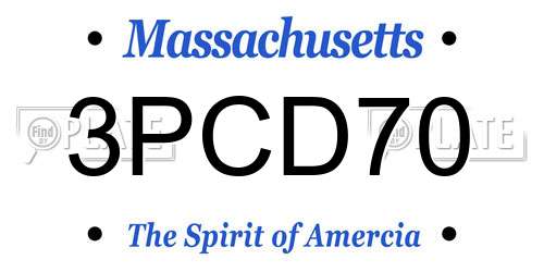 3PCD70 Massachusetts License Plate