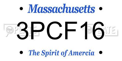 3PCF16 Massachusetts License Plate