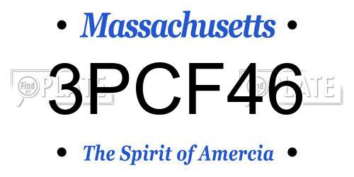 3PCF46 Massachusetts License Plate