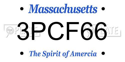 3PCF66 Massachusetts License Plate
