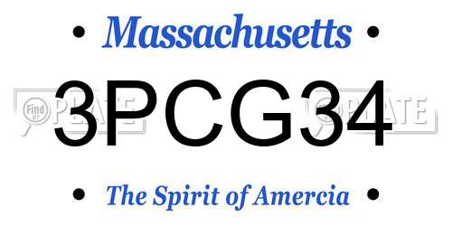 3PCG34 Massachusetts License Plate