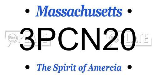 3PCN20 Massachusetts License Plate