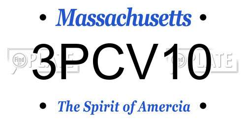 3PCV10 Massachusetts License Plate