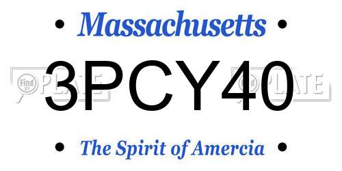 3PCY40 Massachusetts License Plate