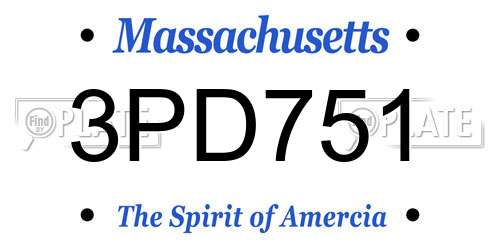 3PD751 Massachusetts License Plate