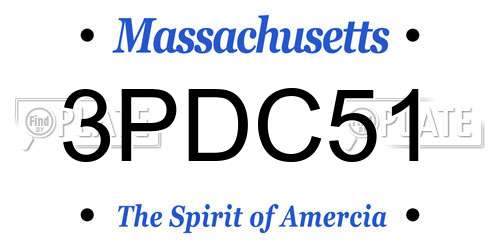 3PDC51 Massachusetts License Plate