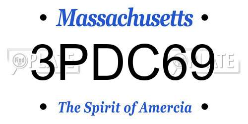 3PDC69 Massachusetts License Plate