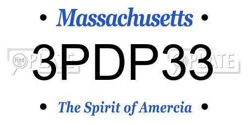3PDP33 Massachusetts License Plate