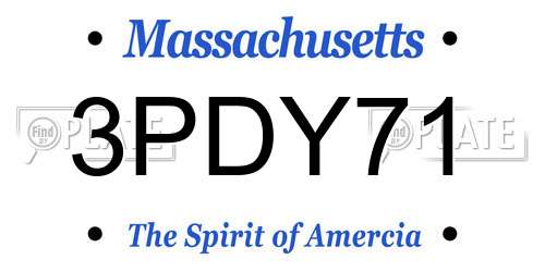 3PDY71 Massachusetts License Plate