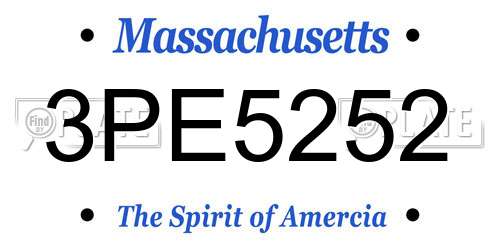 3PE5252 Massachusetts License Plate