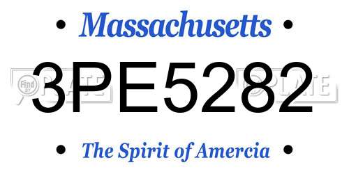 3PE5282 Massachusetts License Plate