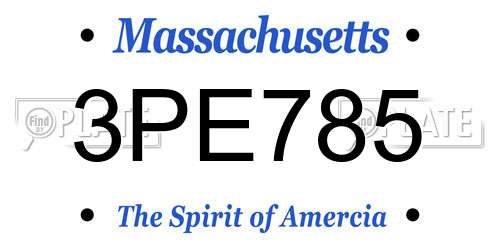 3PE785 Massachusetts License Plate