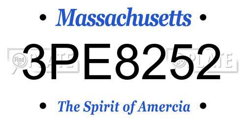 3PE8252 Massachusetts License Plate