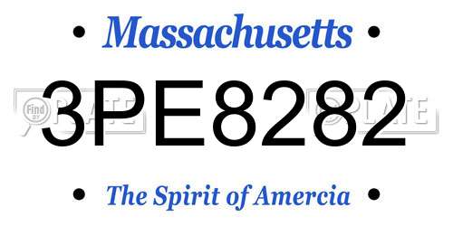 3PE8282 Massachusetts License Plate